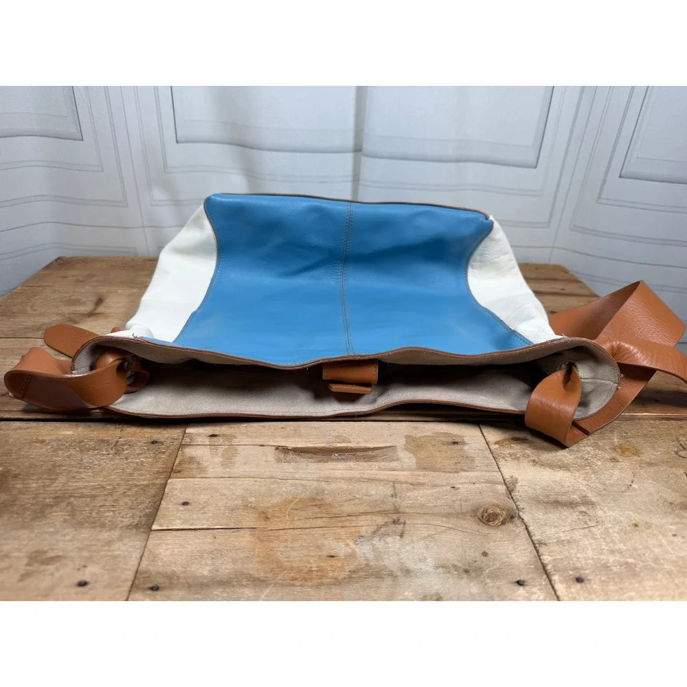Vittoria Napoli Italian Leather Color-Block Hobo Bag